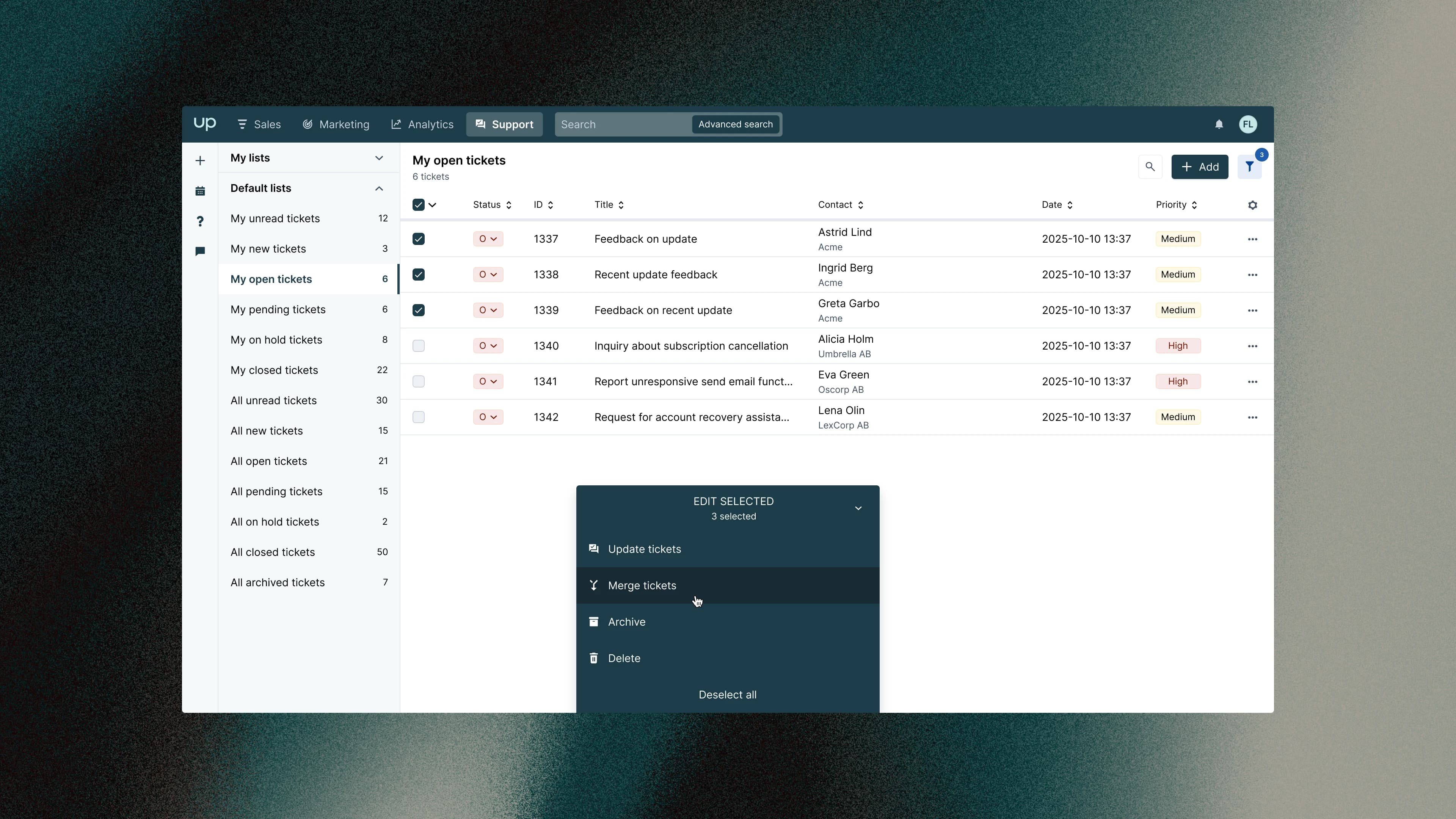 Merge tickets step 1