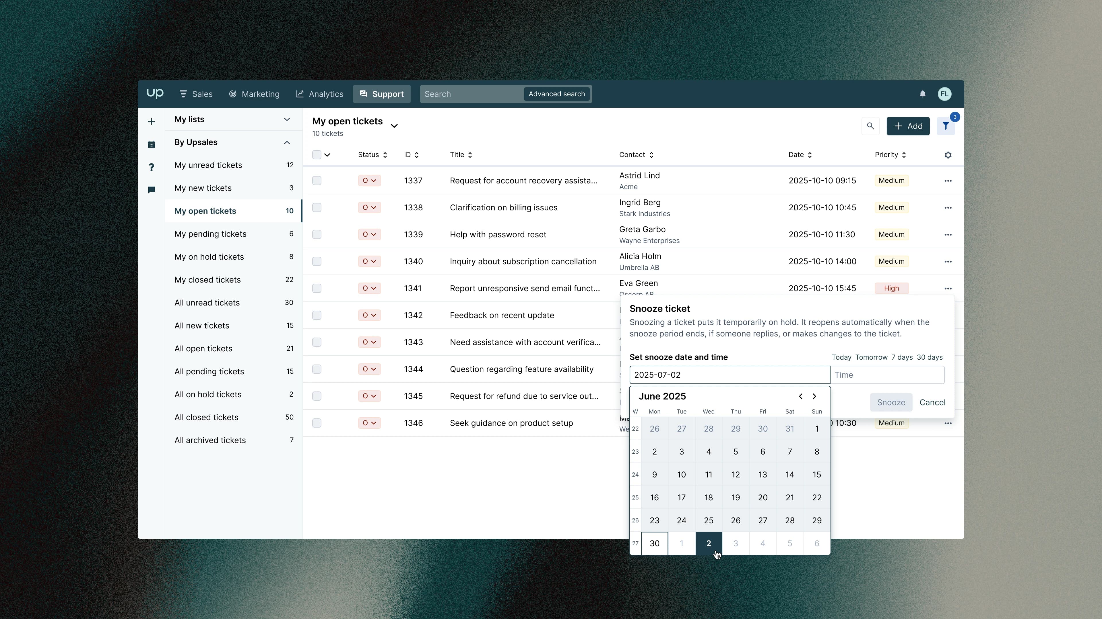 Snooze tickets step 2