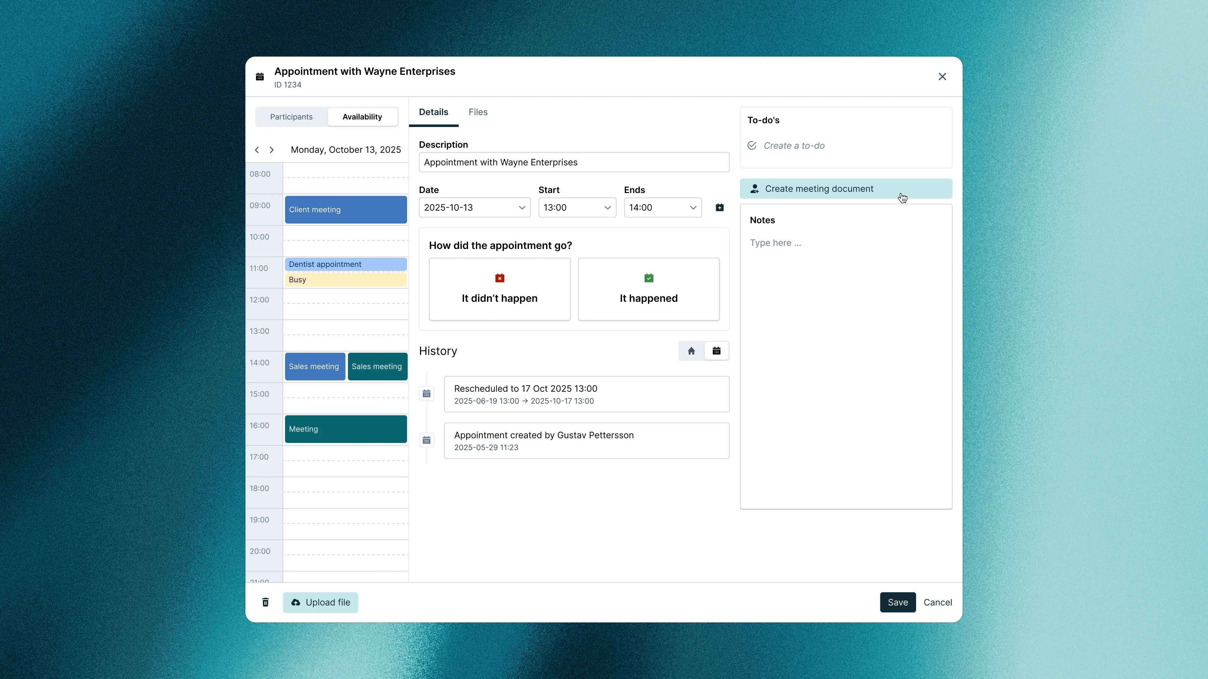 Preparation agent in appointment view